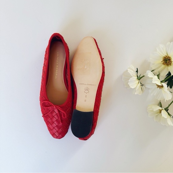 Loeffler Randall Landry Woven Ballet Flat Red Leather - Picture 9 of 11